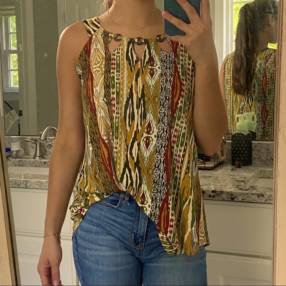Est. 1946 Patterned Blouse Detailed Neck: Size S